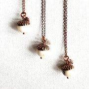 MergingMetals Necklace: Natural White Opal Acorn-ESSE Purse Museum & Store