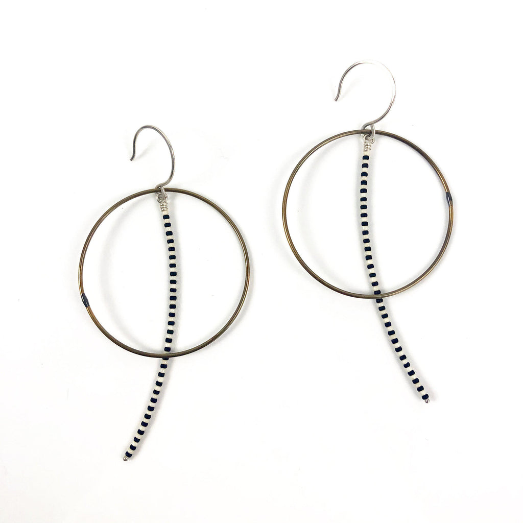 Olivia de Soria Earrings: Brass Circular Beaded Line-ESSE Purse Museum & Store