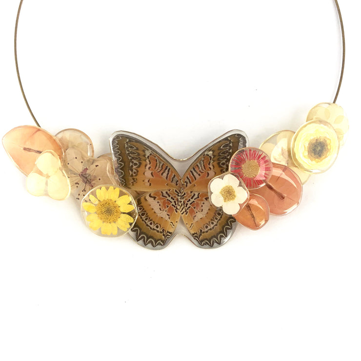 Petal Connection Necklace: Botanical & Butterfly Sculpture-ESSE Purse Museum & Store