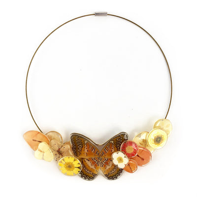 Petal Connection Necklace: Botanical & Butterfly Sculpture-ESSE Purse Museum & Store