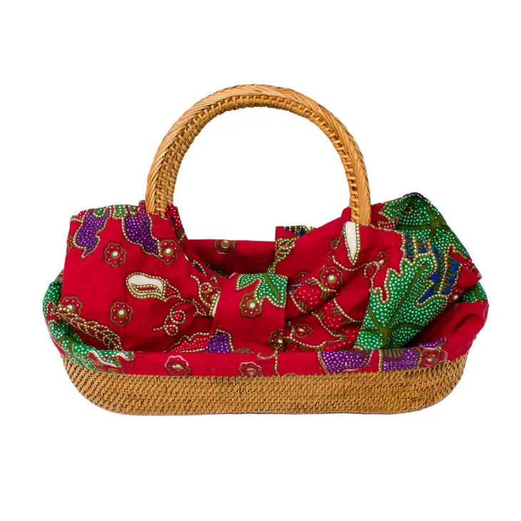 Poppy + Sage: Emily Red Rattan Tote-ESSE Purse Museum & Store