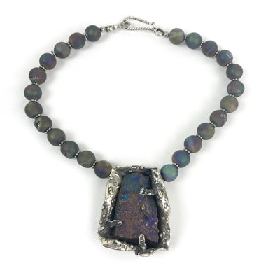 Sallye Mann Necklace: Purple Druzy-ESSE Purse Museum & Store