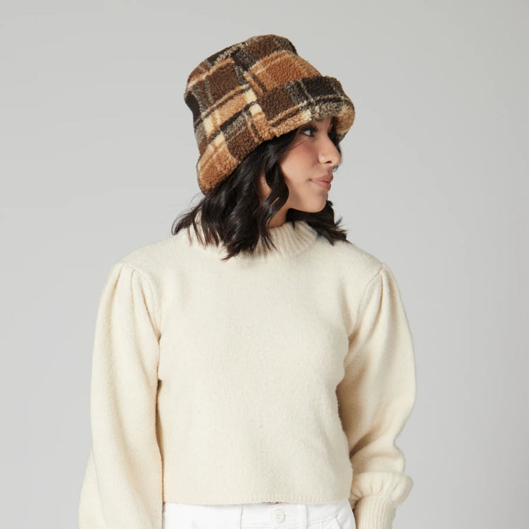 San Diego Hat Co. Helen Cut & Sew Printed Plaid Sherpa Cap w/Cuff-ESSE Purse Museum & Store