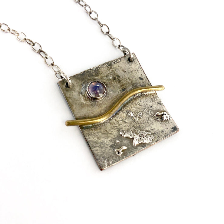 Silver & Sage Moonstone Pendant On Silver Chain-ESSE Purse Museum & Store