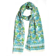 The Winding Road Scarf: 100% Cotton Floral Pattern on White-ESSE Purse Museum & Store
