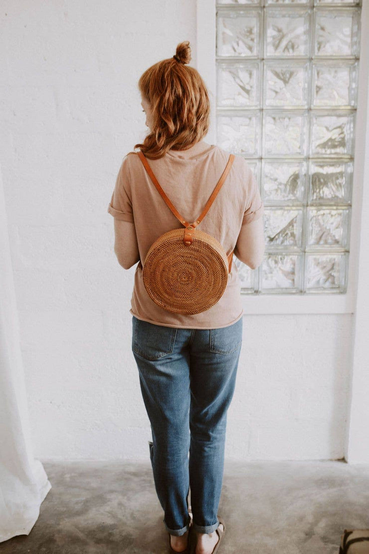 Village Thrive Bag: Round Rattan Backpack-ESSE Purse Museum & Store
