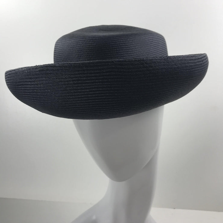 Vintage Hat, navy straw-ESSE Purse Museum & Store