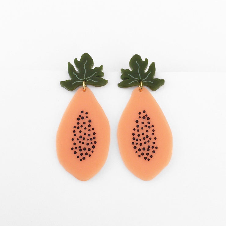 Woll Earrings: Papaya-ESSE Purse Museum & Store