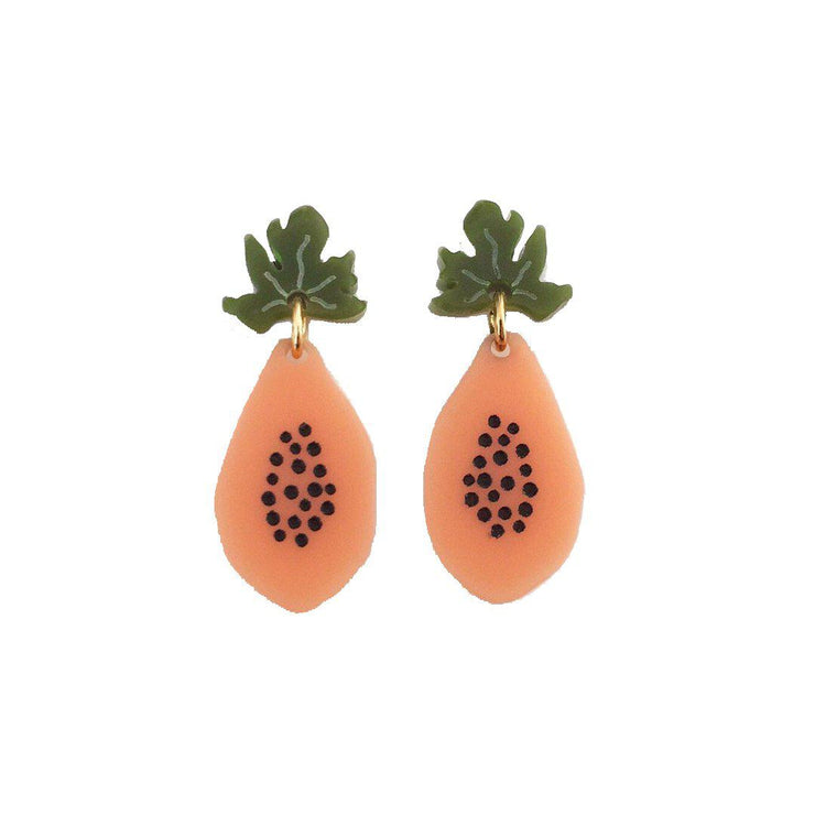 Woll Earrings: Papaya-ESSE Purse Museum & Store