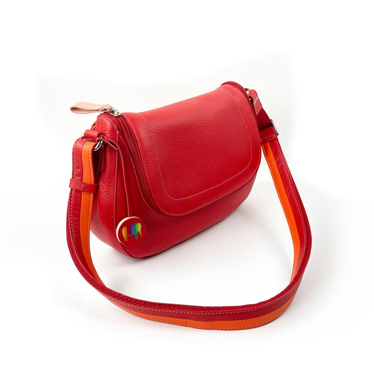 Mywalit Scoop Zip Flap Shoulder Bag: Red-ESSE Purse Museum & Store